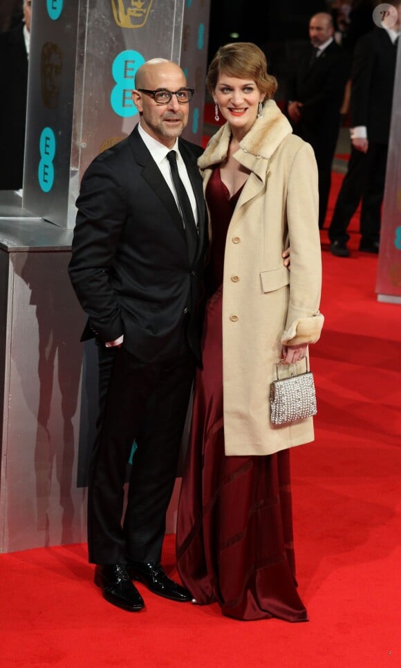Stanley Tucci et sa femme Felicity Blunt lors de la cérémonie des BAFTA Awards à Londres le 16 février 2014