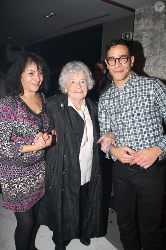 Exclusif - Zorah Boulay (mère de Steevy), Claude Sarraute et Steevy Boulay lors de son 34ème anniversaire dans le bar restaurant le "Who's" dans le Marais à Paris, le 19 février 2014