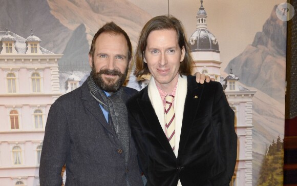 Ralph Fiennes et Wes Anderson lors de la première du film The Grand Budapest Hotel à Paris, le 20 février 2014.