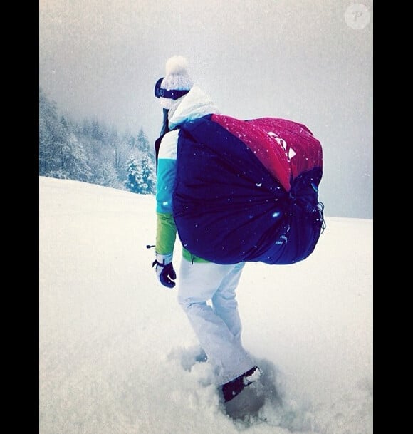 Laury Thilleman affronte la neige à St-Gervais, en février 2014.