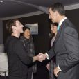  Felipe et Letizia d'Espagne ont rencontré le 24 février 2014 Mark Zuckerberg, fondateur de Facebook, et son épouse Priscilla Chan à Barcelone à l'occasion du GSMA Mobile World Congress. 