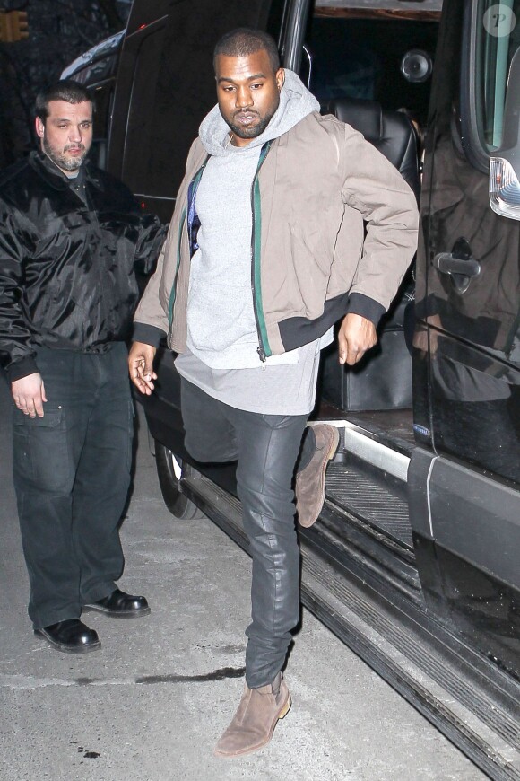 Kanye West, de retour à son appartement dans le quartier de SoHo. New York, le 24 février 2014.