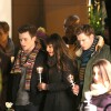 Lea Michele, Chris Colfer, Chord Overstreet et Darren Criss sur le tournage de la série "Glee" à Los Angeles. Le 25 février 2014.
