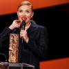 Scarlett Johansson (César d'honneur) pendant la 39e cérémonie des César au théâtre du Châtelet à Paris le 28 février 2014.