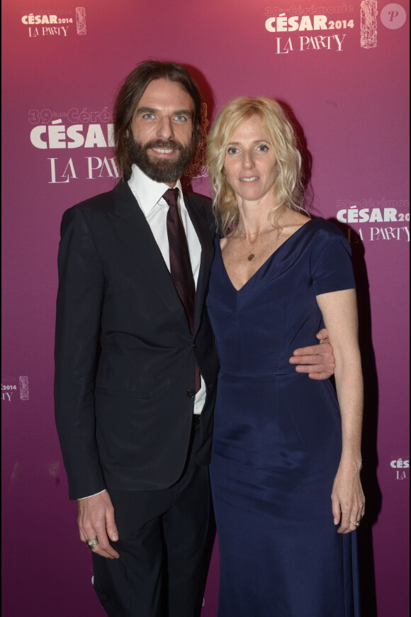 John Nollet et Sandrine Kiberlain lors de la soirée La Party des César le 28 février 2014 au VIP Room à Paris