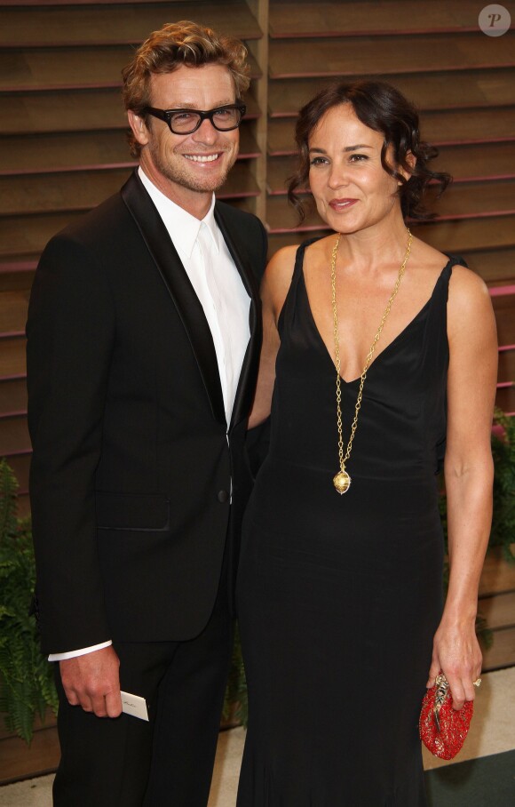Simon Baker et sa femme arrivent à la soirée Vanity Fair après la 86 ème cérémonie des Oscars. La soirée avait lieu au Sunset Plaza à West Hollywood, le 2 mars 2014