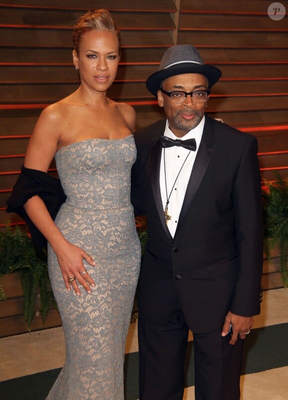 Spike Lee et sa femme arrivent à la soirée Vanity Fair après la 86 ème cérémonie des Oscars. La soirée avait lieu au Sunset Plaza à West Hollywood, le 2 mars 2014