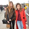 Bianca Brandolini D'Adda et Dasha Zhukova arrivent au jardin des Tuileries pour assister au défilé Valentino prêt-à-porter automne-hiver 2014/2015. Paris, le 4 mars 2014.