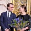 La princesse Victoria de Suède et son époux le prince Daniel lors de l'inauguration de l'exposition ''Carl Larsson, l'imagier de la Suède'', au Petit Palais à Paris le 6 mars 2014.