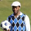 Sylvain Wiltord lors de la première Footgolf Cup 2014 au golf de Feucherolles en France le 5 mars 2014.