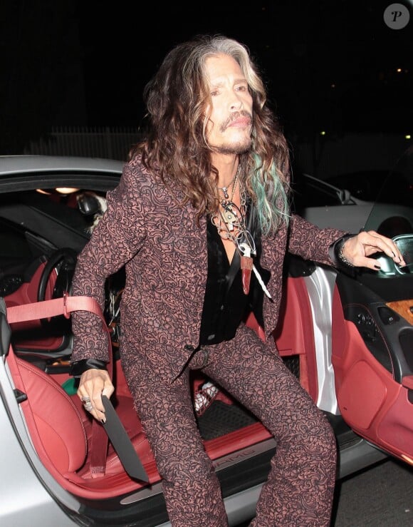 Steven Tyler arrivant aux fiançailles de Johnny Depp et Amber Heard, organisées très discrètement, à Los Angeles, le 14 mars 2014.