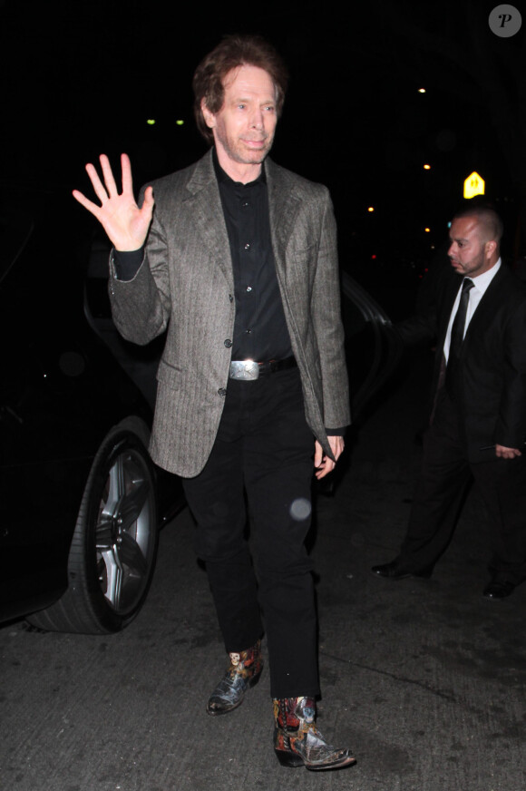 Jerry Bruckheimer arrivant aux fiançailles de Johnny Depp et Amber Heard, organisées très discrètement, à Los Angeles, le 14 mars 2014.