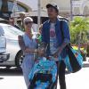 Amber Rose, Wiz Khalifa et leur fils Sebastian profitent d'un après-midi ensoleillé à Calabasas, près de Los Angeles. Le 17 mars 2014.