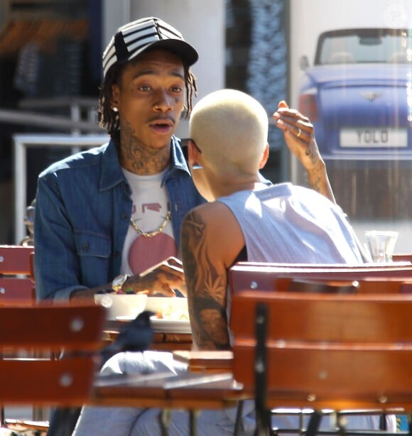 Amber Rose and husband Wiz Khalifa enjoy lunch at Le Pain Quotidien with son Sebastian in Calabasas, Los Angeles, CA, USA on March 17, 2014. Photo by ACLA/Broadimage/ABACAPRESS.COM18/03/2014 - Los Angeles