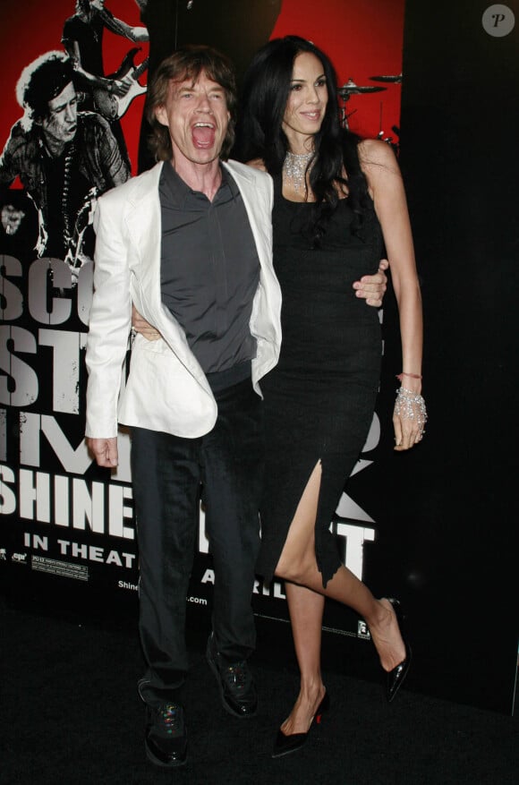 Mick Jagger et sa compagne L'Wren Scott à la première du film "Shine A Light" à New York. Le 30 mars 2008.