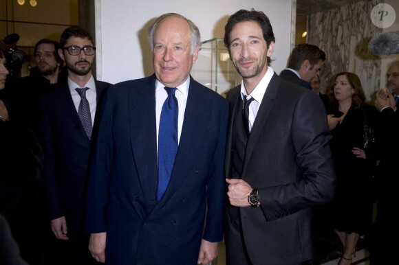 Pietro Bulgari etAdrien Brody prennent la pose en marge du 130e anniversaire de la maison Bulgari le 20 mars 2014 à Rome