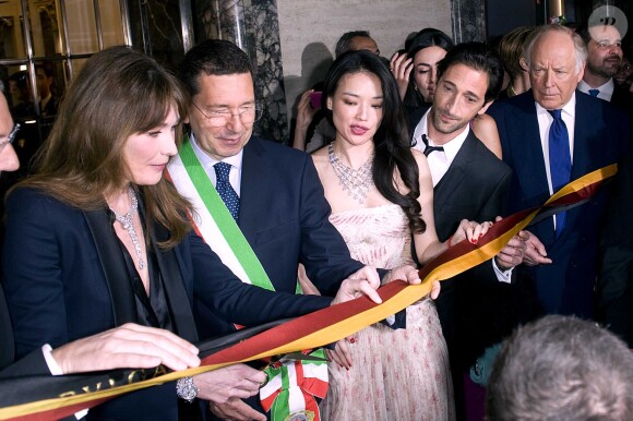Jean-Christophe Babin, Carla Bruni-Sarkozy, Ignazio Marino, Shu Qi et Adrien Brody assistent au 130e anniversaire de la maison Bulgari le 20 mars 2014 à Rome
