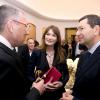 Jean-Christophe Babin, Carla Bruni-Sarkozy, Ignazio Marino assistent au 130e anniversaire de la maison Bulgari le 20 mars 2014 à Rome