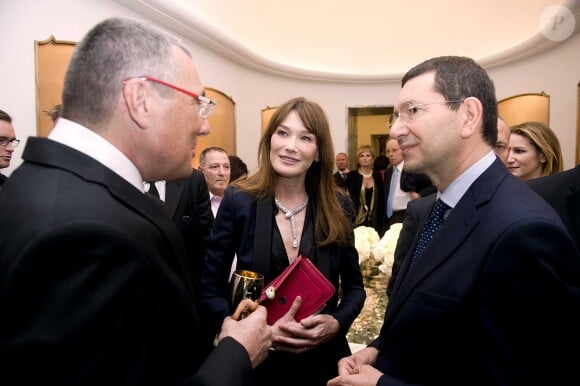 Jean-Christophe Babin, Carla Bruni-Sarkozy, Ignazio Marino assistent au 130e anniversaire de la maison Bulgari le 20 mars 2014 à Rome