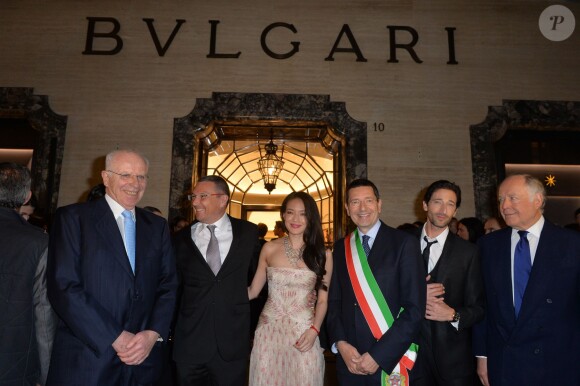 Paolo Bulgari, Jean Christophe Babin, Shu Qi, Ignazio Marino, Adrien Brody, Nicola Bulgari - 130ème anniversaire de Bulgari à Rome en Italie le 20 mars 2014.