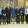 Letizia d'Espagne au palais de la Zarzuela à Madrid le 14 mars 2014 avec une délégation du magazine Vogue.