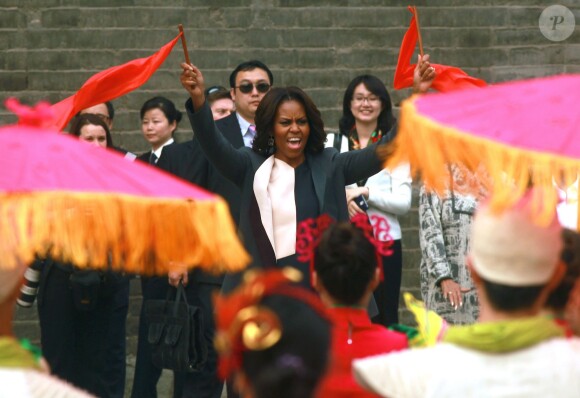 La première dame Michelle Obama lors d'une visite dans la ville fortifiée de Xian dans la province de Shaanxi en Chine, le 24 mars 2014.