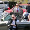Jeremy Piven, Jerry Ferrara, Adrian Grenier, Kevin Connolly et Kevin Dillon sur le tournage du film Entourage à Los Angeles le 7 mars 2014