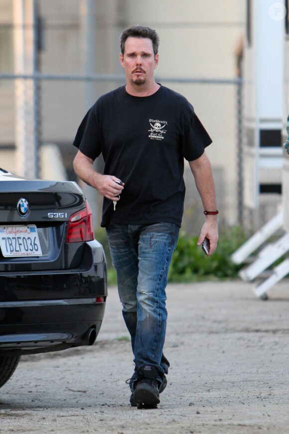 Exclusive - Kevin Dillon sur le tournage du film Entourage à Los Angeles le 4 mars 2014