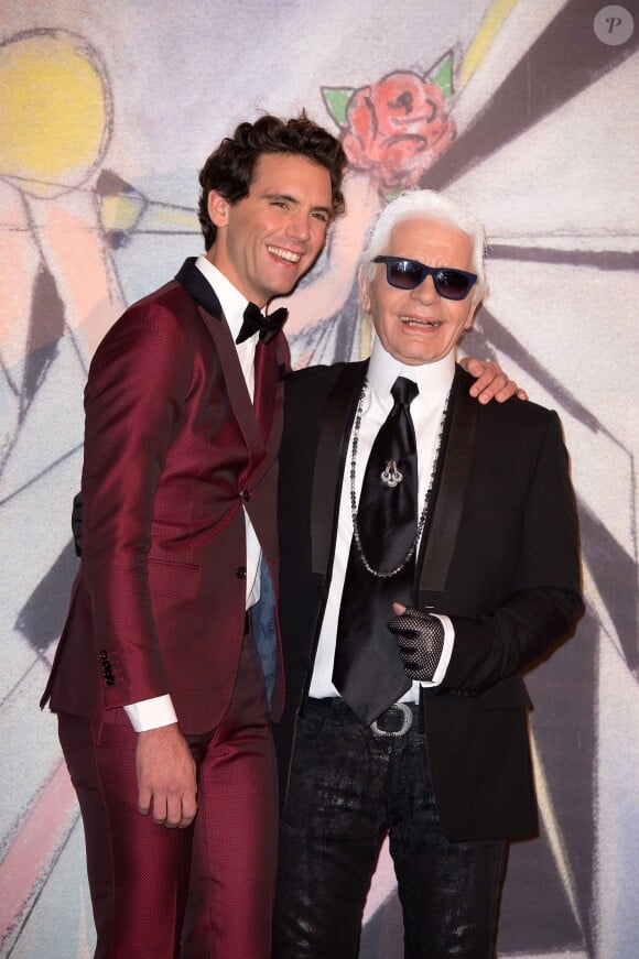 Mika et Karl Lagerfeld lors du Bal de la Rose à Monaco le 29 mars 2014