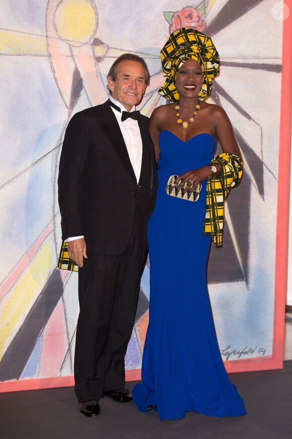 Jacky Ickx et sa femme Khadja Nin lors du Bal de la Rose à Monaco le 29 mars 2014