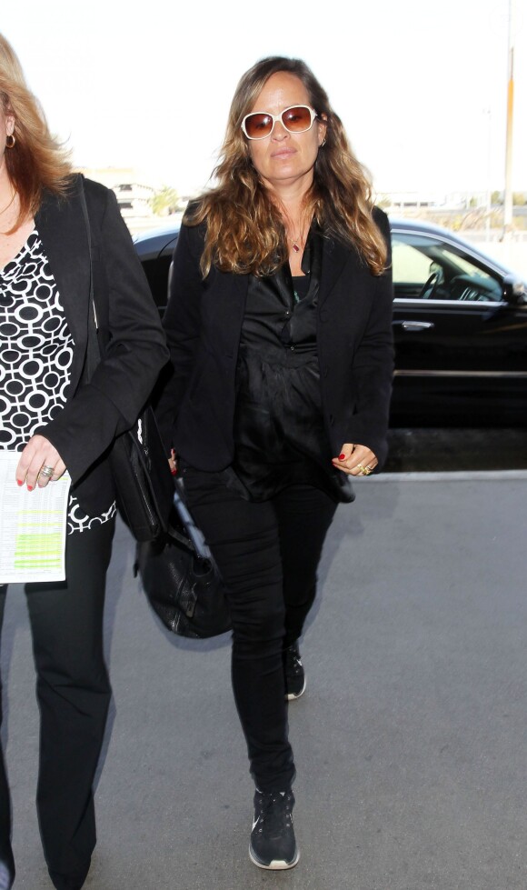 Jade Jagger (enceinte) prend l'avion à l'aéroport de Los Angeles, le 29 mars 2014.