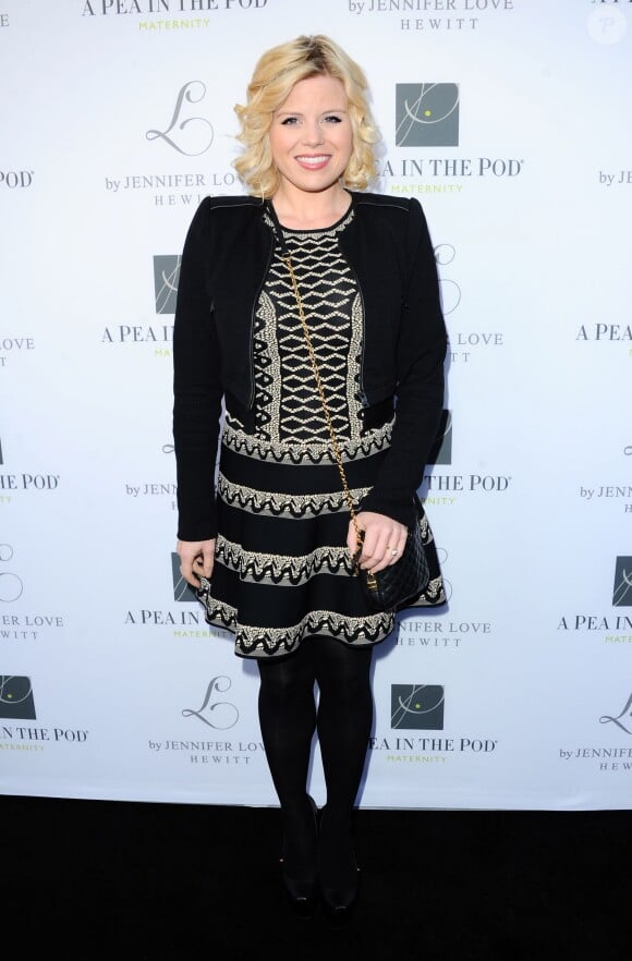 L'actrice Megan Hilty (enceinte) lors de la soirée de lancement de la ligne de vêtements pour femmes enceintes de Jennifer Love Hewitt "L By Jennifer Love Hewitt" à Beverly Hills, le 1er avril 2014.
