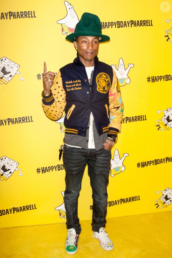 Pharrell Williams fête son 41e anniversaire au Cipriani Wall Street, antre de sa soirée inspirée de Bob l'éponge. New York, le 4 avril 2014.