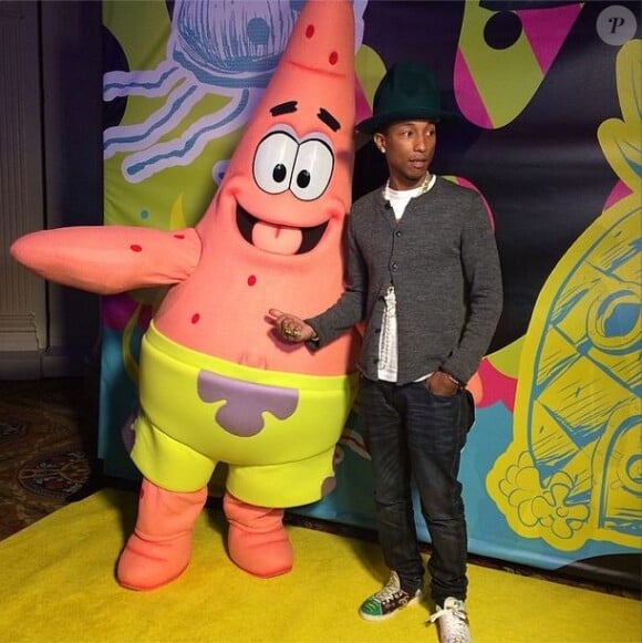 Patrick l'étoile de mer et Pharrell Williams à New York, le 4 avril 2014.