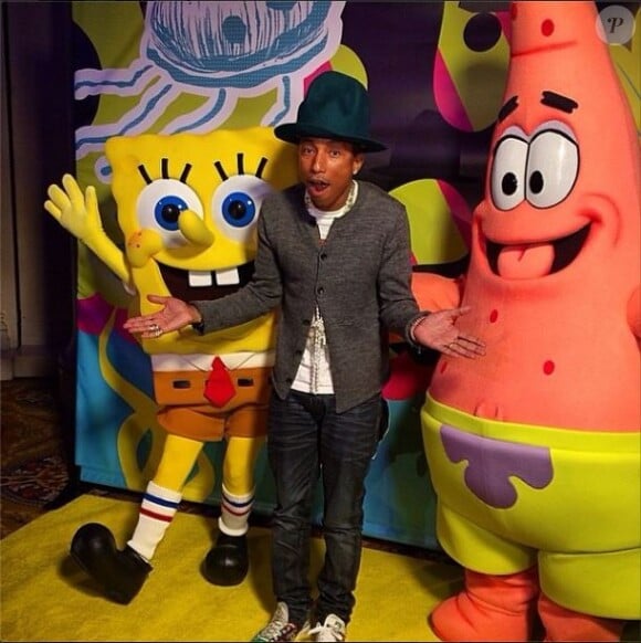 Bob l'éponge, Pharrell Williams et Patrick l'étoile de mer à New York, le 4 avril 2014.