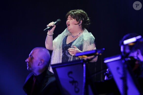 La chanteuse Susan Boyle en concert à Londres, le 6 avril 2014.