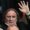 Gérard Depardieu au match de football de la Ligue des Champions entre le PSG et Chelsea au Parc des Princes à Paris le 2 avril 2014.