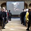La reine Elizabeth II et le prince Philip, duc d'Edimbourg célébraient le 150e anniversaire du Royal College of Organists, dont la souveraine est la marraine, lors d'un récital de l'organiste Thomas Trotter le 9 avril 2014 à la chapelle Saint George, à Windsor.