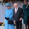 Le président de l'Irlande Michael Higgins était accueilli avec son épouse au château de Windsor le 8 avril 2014 par la reine Elizabeth II, son époux le duc d'Edimbourg et le prince Charles et Camilla Parker Bowles.