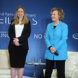  Chelsea Clinton, qui a d&eacute;voil&eacute; &ecirc;tre enceinte de son premier enfant, lors d'une conf&eacute;rence donn&eacute;e conjointement avec sa m&egrave;re Hillary Clinton dans le cadre du Tribeca Film Festival &agrave; New York, le 17 avril 2014. 