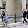 Le vicomte David Linley et la vicomtesse Serena Linley arrivant à la chapelle St George à Windsor pour la messe de Pâques, le 20 avril 2014, à la veille du 88e anniversaire de la reine Elizabeth II