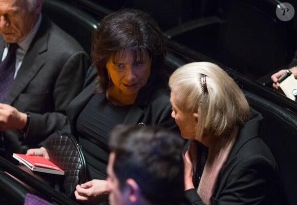 Anne Sinclair et Elisabeth Badinter à l'opéra de Lyon, le 27 mars 2013.