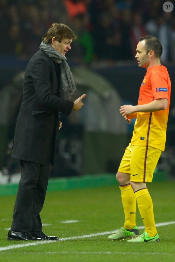 Tito Vilanova et Iniesta à Paris, le 2 avril 2013. 