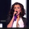 Jenifer, enceinte, sur le plateau de The Voice, le samedi 26 avril 2014 sur TF1.