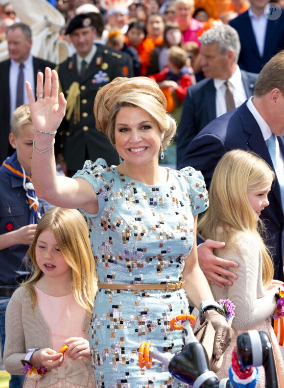 La princesse Alexia, la reine Maxima et la princesse Catharina-Amalia des Pays-Bas lors de la célébration du King Day à Amstelveen, le 26 avril 2014 à l'occasion des 47 ans du roi Willem-Alexander.26/04/2014 - Amstelveen