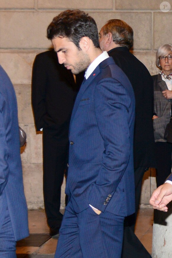 Cesc Fàbregas lors des obsèques de Tito Vilanova l'ex-entraîneur du Barça, en la cathédrale de Barcelone le 28 avril 2014