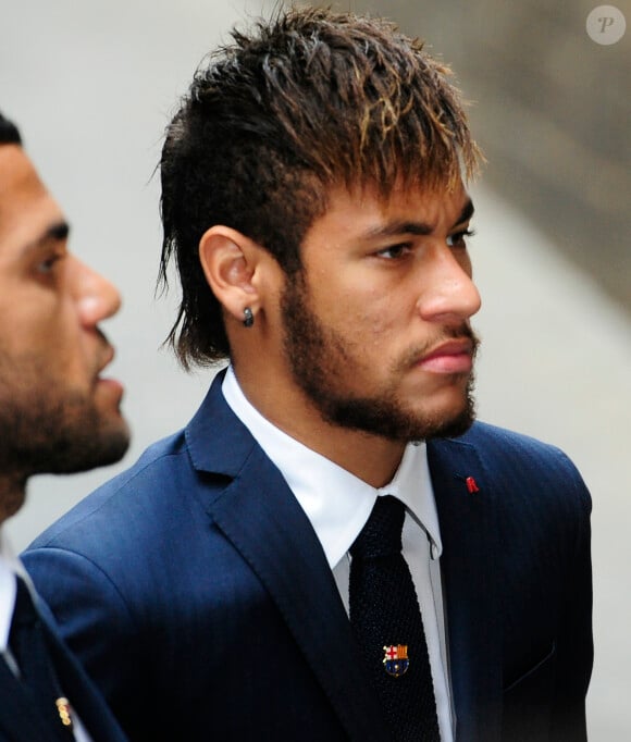 Neymar lors des obsèques de Tito Vilanova l'ex-entraîneur du Barça, en la cathédrale de Barcelone le 28 avril 2014