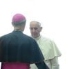 Le pape François le 28 avril 2014 au Vatican avant de recevoir le roi Juan Carlos Ier d'Espagne et la reine Sofia