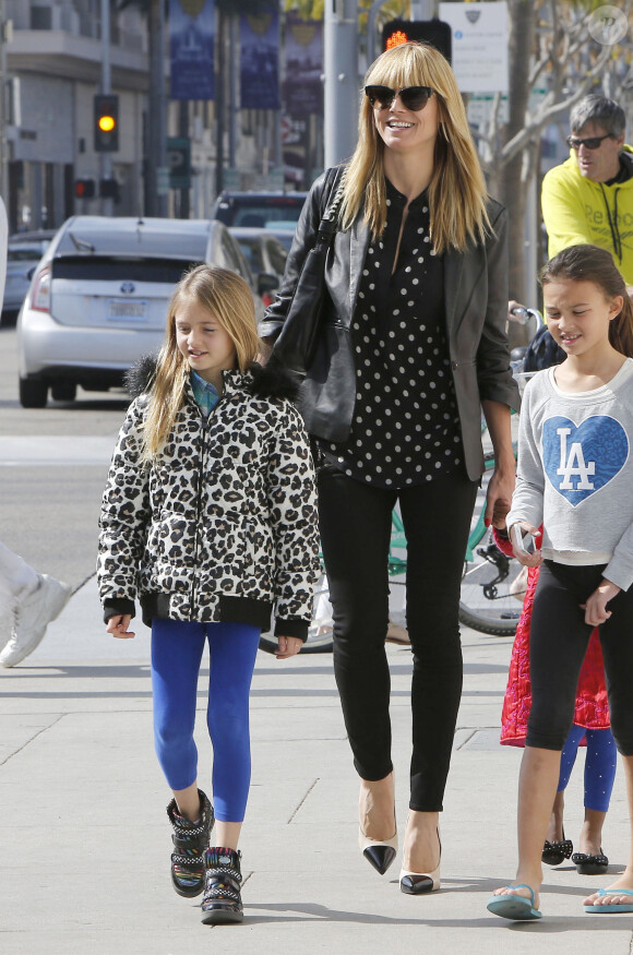 Heidi Klum et sa fille Leni à Beverly Hills, Los Angeles, le 16 février 2014.