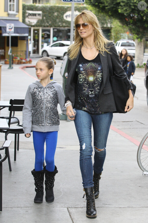 Leni et Heidi Klum à Brentwood, Los Angeles, le 2 février 2014.